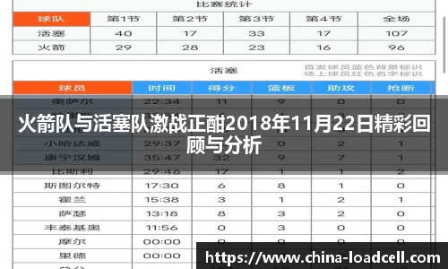 火箭队与活塞队激战正酣2018年11月22日精彩回顾与分析